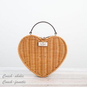 NWT Kate Spade New York Love Shack Wicker Heart Crossbody in Parchment